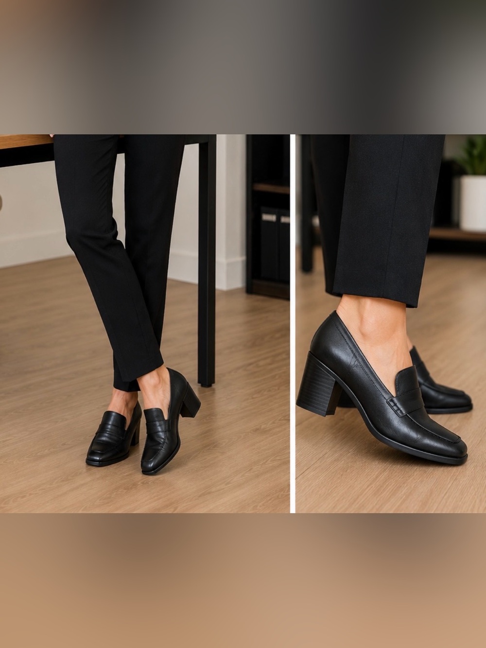 Steve Madden Black Patent Platform Block Heel Loafers